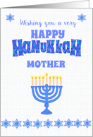 For Mother Hanukkah Greetings with Menorah and Stars of David card