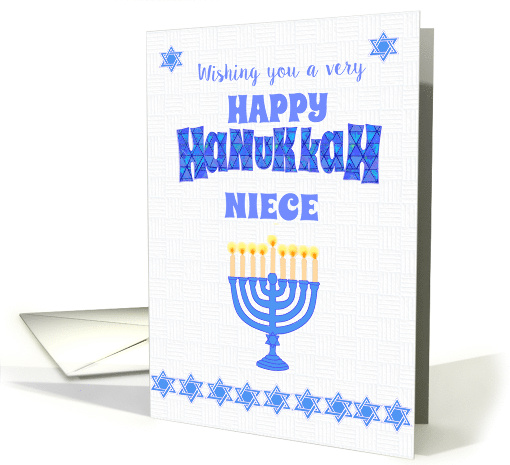For Niece Hanukkah Greetings with Menorah and Stars of David card