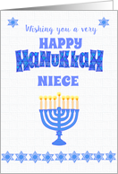 For Niece Hanukkah Greetings with Menorah and Stars of David card