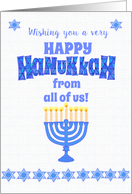 Hanukkah From All of Us with Menorah and Stars of David card