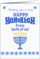 Hanukkah From Both of Us with Menorah and Stars of David card