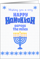 Hanukkah Across the Miles with Menorah and Stars of David card