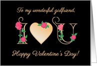 For Girlfriend Valentines Day I Love You with Red Roses Blank Inside card