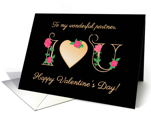 For Partner Valentines Day I Love You with Red Roses Blank Inside card