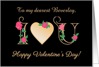 Custom Name Valentines Day I Love You Red Roses Blank Inside Beverley card