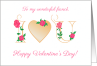 For Fiance Valentines Day I Love You with Red Roses Blank Inside card