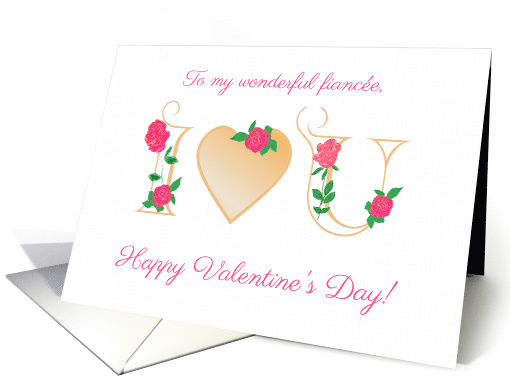 For Fiancee Valentines Day I Love You with Red Roses Blank Inside card