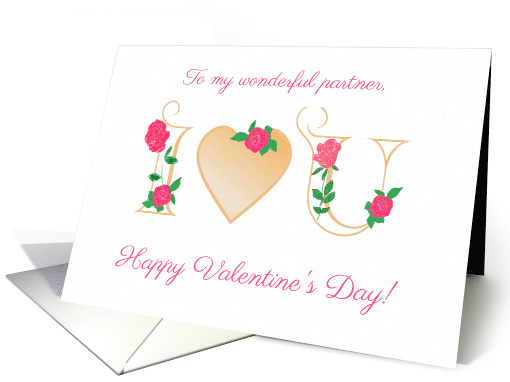 For Partner Valentines Day I Love You with Red Roses Blank Inside card