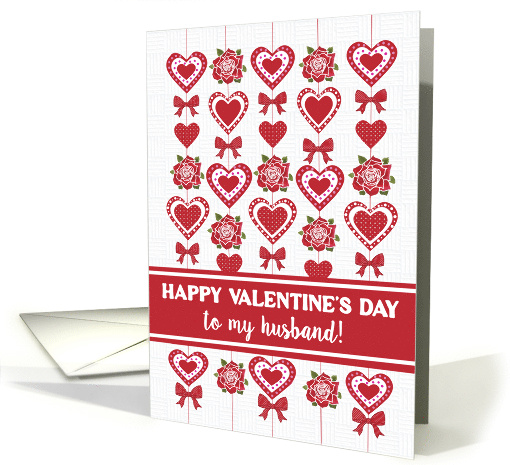 For Husband Valentines Day Deep Red and White Hearts Red... (1752468)