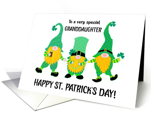 Granddaughter's St Patrick's Day Three Dancing Leprechaun Gnomes card