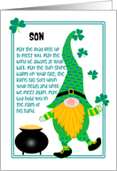 For Son St Patrick’s Leprechaun and Irish Blessing card