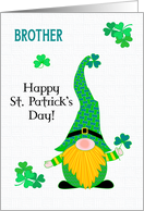 For Brother on St. Patrick’s Fun Leprechaun Gnome and Shamrocks card