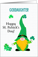 For Goddaughter on St. Patrick’s Fun Leprechaun Gnome and Shamrocks card