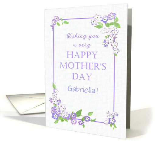 Custom Name Mother's Day with Pretty Mauve Phlox Flowers card
