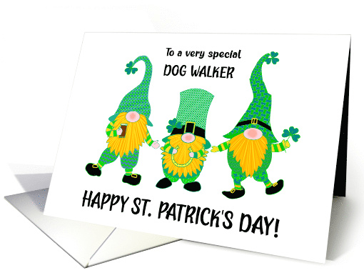 For Dog Walker St Patrick's Day Three Dancing Leprechauns card