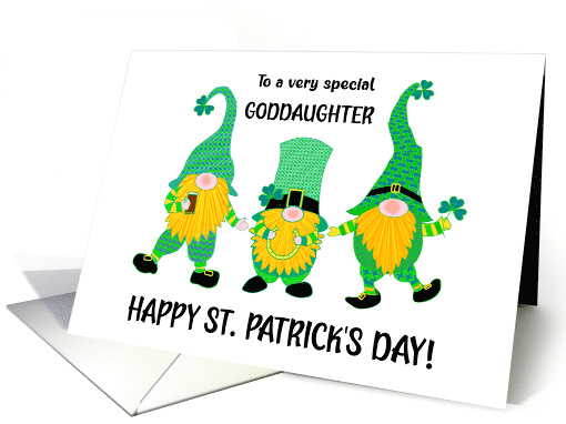 For Goddaughter St Patrick's Day Three Dancing Leprechauns card