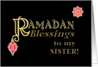 For Sister Ramadan Blessings Gold-effect on Black card