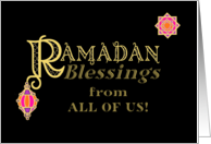 Ramadan Blessings from All of Us Gold-effect on Black card