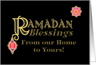 Ramadan Blessings Our Home to Yours Gold-effect on Black card