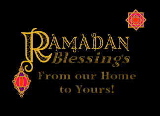 Ramadan Blessings Our Home to Yours Gold-effect on Black