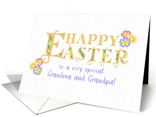 For Grandparents Easter Greetings Word Art with Primroses card