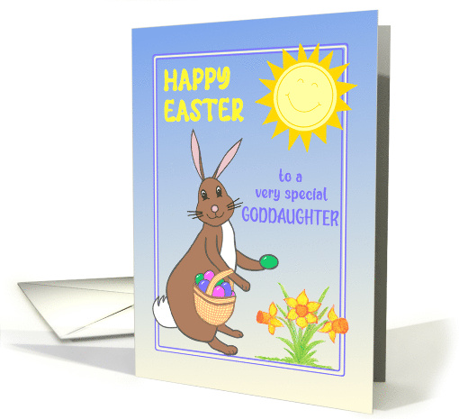 For Goddaughter Easter Bunny with Daffodils, Easter Eggs... (1763558)
