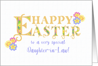 For Daughter in Law Easter Greetings Word Art with Primroses card