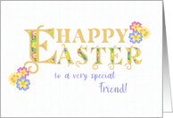 For Friend Easter Greetings Word Art with Primroses card