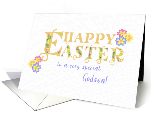 For Godson Easter Greetings Word Art with Primroses card (1763618)