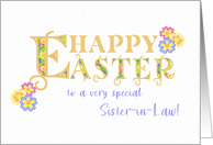 For Sister in Law Easter Greetings Word Art with Primroses card