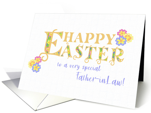 For Father in Law Easter Greetings Word Art with Primroses card