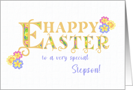 For Stepson Easter Greetings Word Art with Primroses card