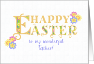 For Father Easter Greetings Word Art with Primroses card