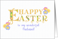 For Husband Easter Greetings Word Art with Primroses card