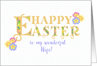 For Wife Easter Greetings Word Art with Primroses card