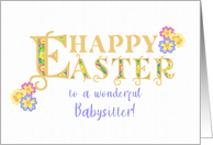 For Babysitter Easter Greetings Word Art with Primroses card