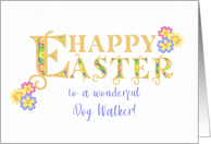 For Dog Walker Easter Greetings Word Art with Primroses card