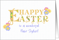 For Hair Stylist Easter Greetings Word Art with Primroses card