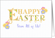 Easter Greetings from All of Us with Word Art with Primroses card