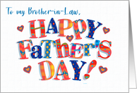 For Brother in Law Father’s Day Greeting Brightly Coloured Word Art card