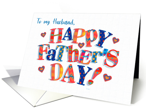 For Husband Father's Day Greeting with Brightly Coloured Word Art card