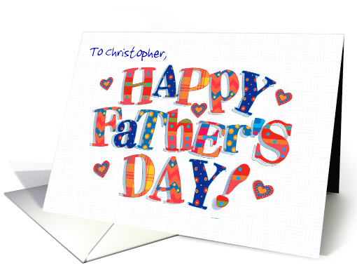 Custom Name Father's Day Greeting with Brightly Coloured Word Art card