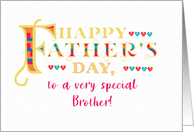 For Brother Fathers Day Gold-effect Lettering and Hearts card