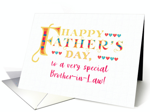 For Brother in Law Fathers Day Gold-effect Lettering and Hearts card