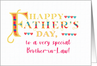 For Brother in Law Fathers Day Gold-effect Lettering and Hearts card