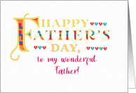 For Father Fathers Day Gold-effect Lettering and Hearts card
