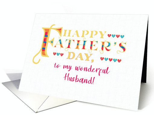 For Husband Fathers Day Gold-effect Lettering and Hearts card