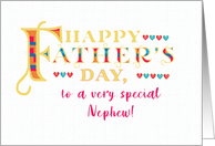 For Nephew Fathers Day Gold-effect Lettering and Hearts card