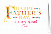 For Son Fathers Day Gold-effect Lettering and Hearts card