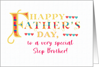 For Stepbrother Fathers Day Gold-effect Lettering and Hearts card